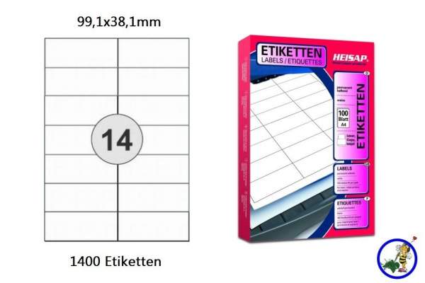 Papier-Etiketten 99,1x38,1mm DIN A4 