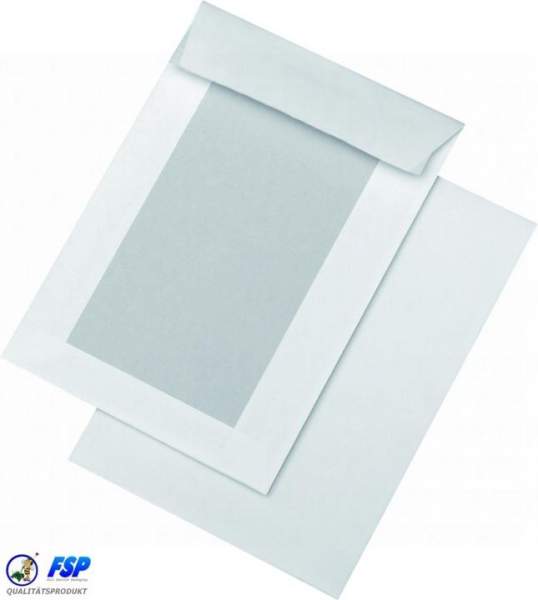 Weiße Papprückwandtaschen DIN C5 162x229mm ohne Fenster haftklebend