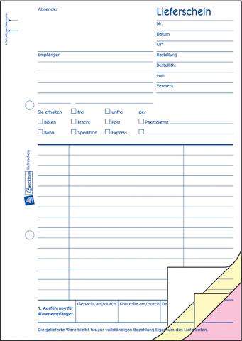 Lieferscheinbuch Zweckform 1721 A5 3x40 Blatt 3fach bedruckt sd