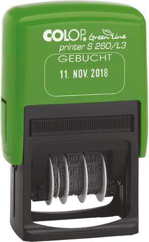 Datum Selbstfärberstempel Green Line GEBUCHT 45x24mm Druckf.:bl/ro