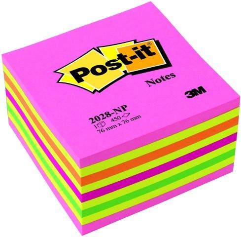 Haftnotizen Post it Block 76x76mm NEON PINK 450 Blatt Würfel (1 Stück)