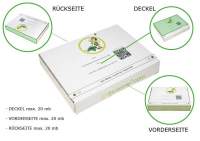 Druckbare Flächen bei bedruckten Kartons 215x155x30mm weiß Druckbare Flächen bei bedruckten Kartons 215x155x30mm weiß