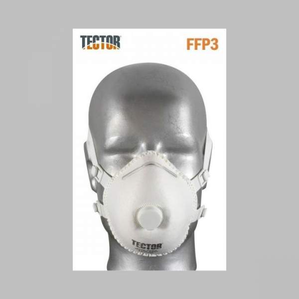 FFP3 Atemschutzmaske Mundschutz mit Ventil von Tector Staubschutz Maske (1 Stück)