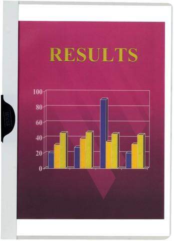 Klemmmappe PVC-Folie transparenter Vorderdeckel A4 für 30 Blatt weiß
