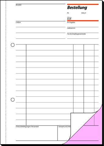 Bestellscheinbuch A5 Sigel BE525 2x50 Blatt 1.+2.Blatt bedruckt