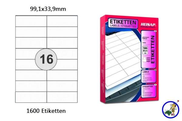 Papier-Etiketten 99,1x33,9mm DIN A4 