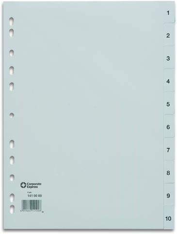 Register PP 0,12mm 1-10 A4 volle Höhe 10 Blatt grau (1 Stück)