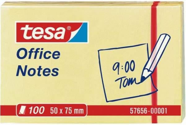 Haftnotiz TESA Office Notes 50x75mm gelb 100 Blatt / Block
