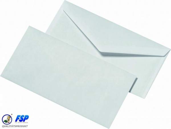Weiße DIN Lang 110x220mm Briefumschläge ohne Fenster nk (1000 Stück)