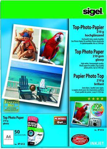 Fotopapier Inkjet-Papier Sigel IP612 A4 210g glossy incl. Software