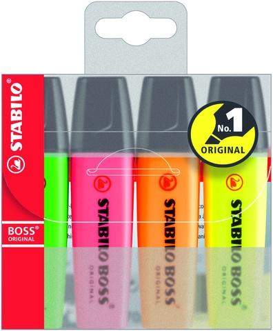 Textmarker Stabilo Boss Keilspitze 2 - 5 mm farbig sort. 4er Set