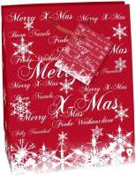 Geschenktaschen Premium 33x26x13cm Frohe Weihnachten mit Kordel u. Geschenkanhänger Rot Hochglanz Geschenktaschen Premium 33x26x13cm Frohe Weihnachten mit Kordel u. Geschenkanhänger Rot Hochglanz