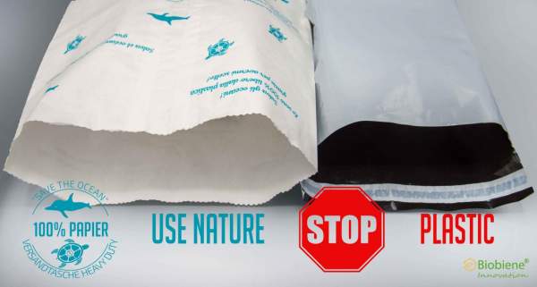 Umweltfreundliche Versandtasche Use Nature 100% Papier Stop Plastic