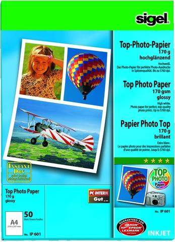 Fotopapier Inkjet-Papier Sigel IP601 A4 170g glossy 50 Blatt