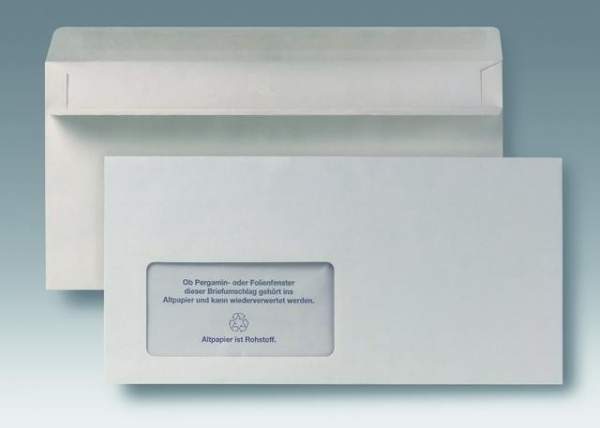 Briefumschläge DL grau mit Fenster sk Recycling RC 1000 St. im Karton