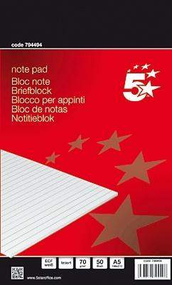 Briefblock DIN A5 50 Blatt holzfrei 70g weiß liniert