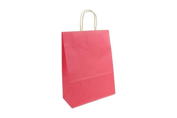 Tragetaschen aus Papier 26+12x35cm Kraftpapier 80g/m² Pink Rosa