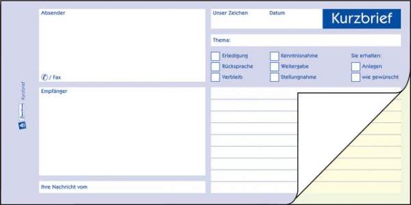 Kurzbrief Zweckform 1741 1/3 A4 2fach sd 2x40 Blatt