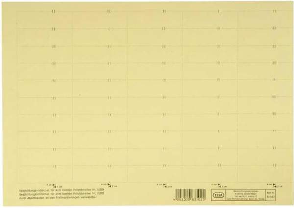 Beschriftungsschilder Elba f. Vertic 1 58 x 18 mm gelb Bg.= 50 St.