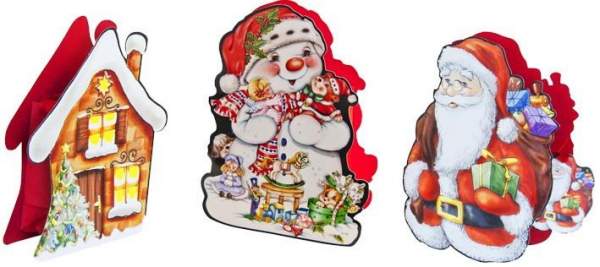 Weinachts-Geschenktaschen Nostalgie 20x16x5cm mit Geschenkanhänger (3 Stück)