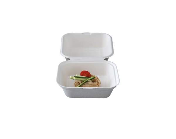 Burger-Box aus Cellulose (14,8 cm x 15,5 cm x 8 cm / 4 cm, 400 ml)