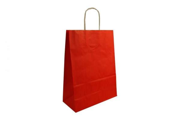 Tragetaschen aus Papier 26+12x35cm Kraftpapier 80g/m² Rot