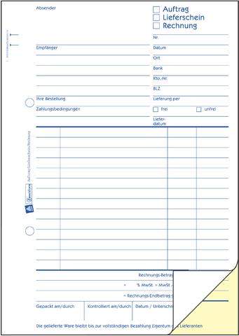 Auftrag/Lieferschein/Rechnung Zweckform 1739 A5 2x40 Blatt sd