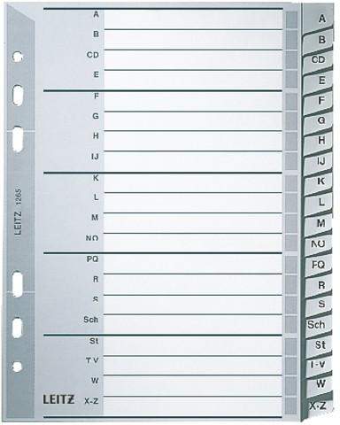 Register A-Z Leitz 1265 DIN A5 PP-Folie 210x165 21-tlg. grau