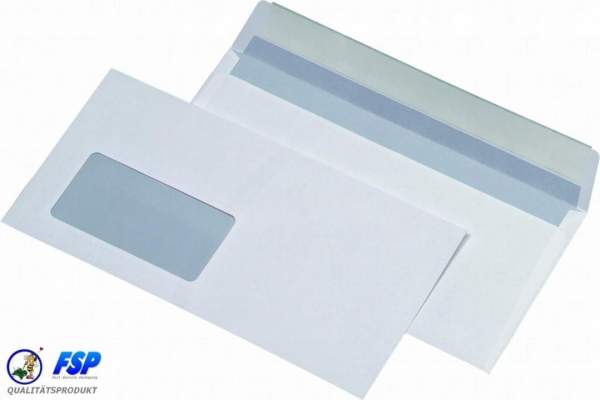 Weiße DIN Lang 110x220mm Briefumschläge mit Fenster hk (500 Stück)
