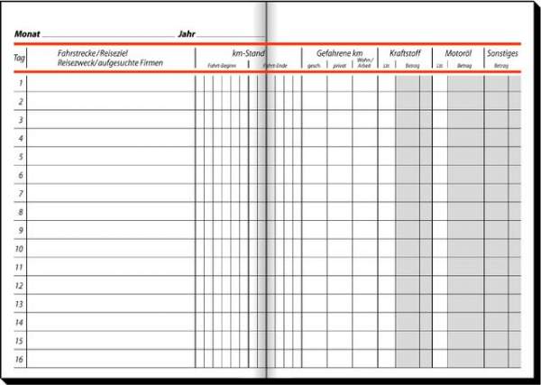 Fahrtenbuch für PKW + LKW A5 hoch 32 Blatt Sigel 514