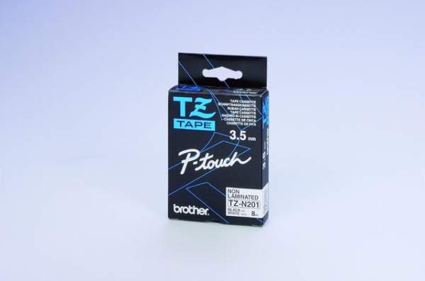 Schriftbandkassette Brother TZ 3,5 mmx8m schwarz auf weiß
