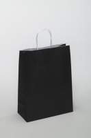 Tragetaschen aus Papier 26+12x35cm Kraftpapier 80g/m² Schwarz Tragetaschen aus Papier 26+12x35cm Kraftpapier 80g/m² Schwarz