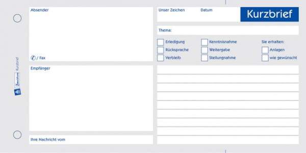 Kurzbrief Zweckform 1010 1/3 A4 1fach Blaupapier 100 Blatt