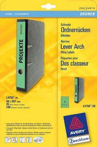 Rückenschilder PC 297x38mm Zweckform grün Pckg=200St.