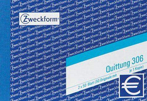 Quittungsblock Zweckform 306 A6 quer 2x50 Blatt m. Mwst 1 St.