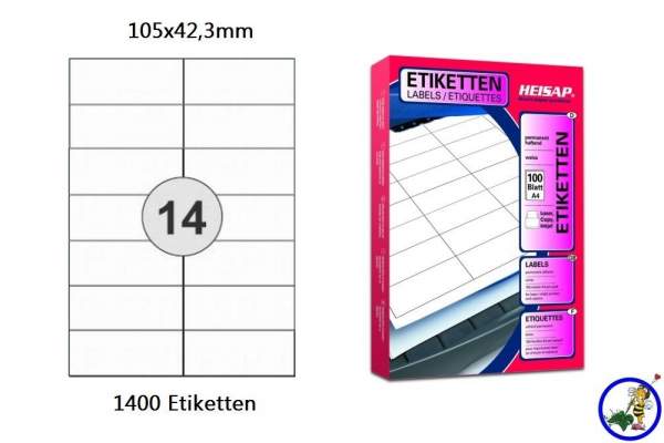 Papier-Etiketten 105x42,3mm DIN A4