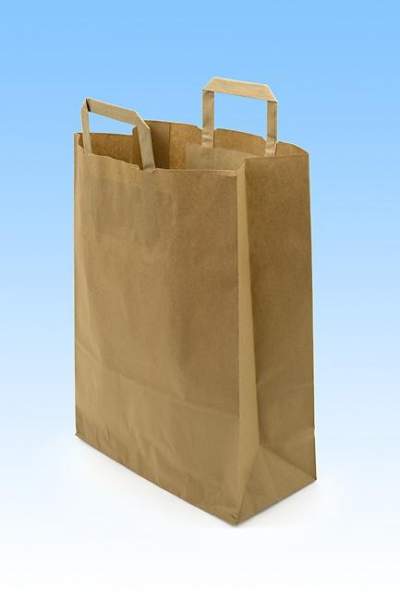 Tragetaschen aus Papier braun 22+10x28cm Naturkraft 70g/m² 