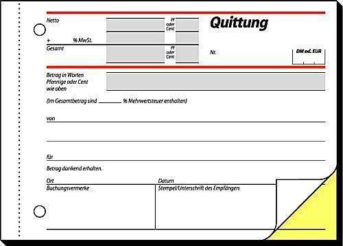 Quittungsblock Sigel A6 quer 2x40 Blatt SD021 mit MwSt.-Nachweis