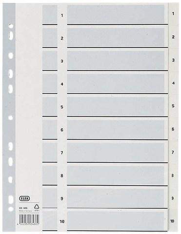 Register Elba A4 PP-Folie 10 Blatt grau Zahlen 1-10