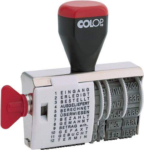 Wortbandstempel Colop mit 12 Texten Metall Schrifthöhe 4mm