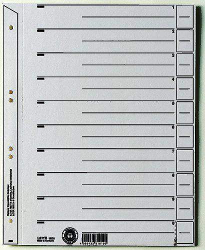 Trennblätter Leitz 1654 A4 grau Karton 200g/m² geöst 100 Stück