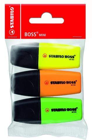 Textmarker Stabilo Boss MINI Ksp 2-5mm gelb grün orange 1Set
