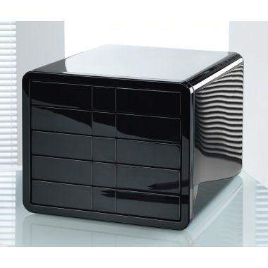 Schubladenbox iBox m. 5 geschl. Schubladen C4 schwarz hochglanz