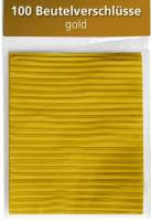 Beutelverschlüsse Länge 8cm gold Pckg. á 100 Stück Beutelverschlüsse Länge 8cm gold Pckg. á 100 Stück